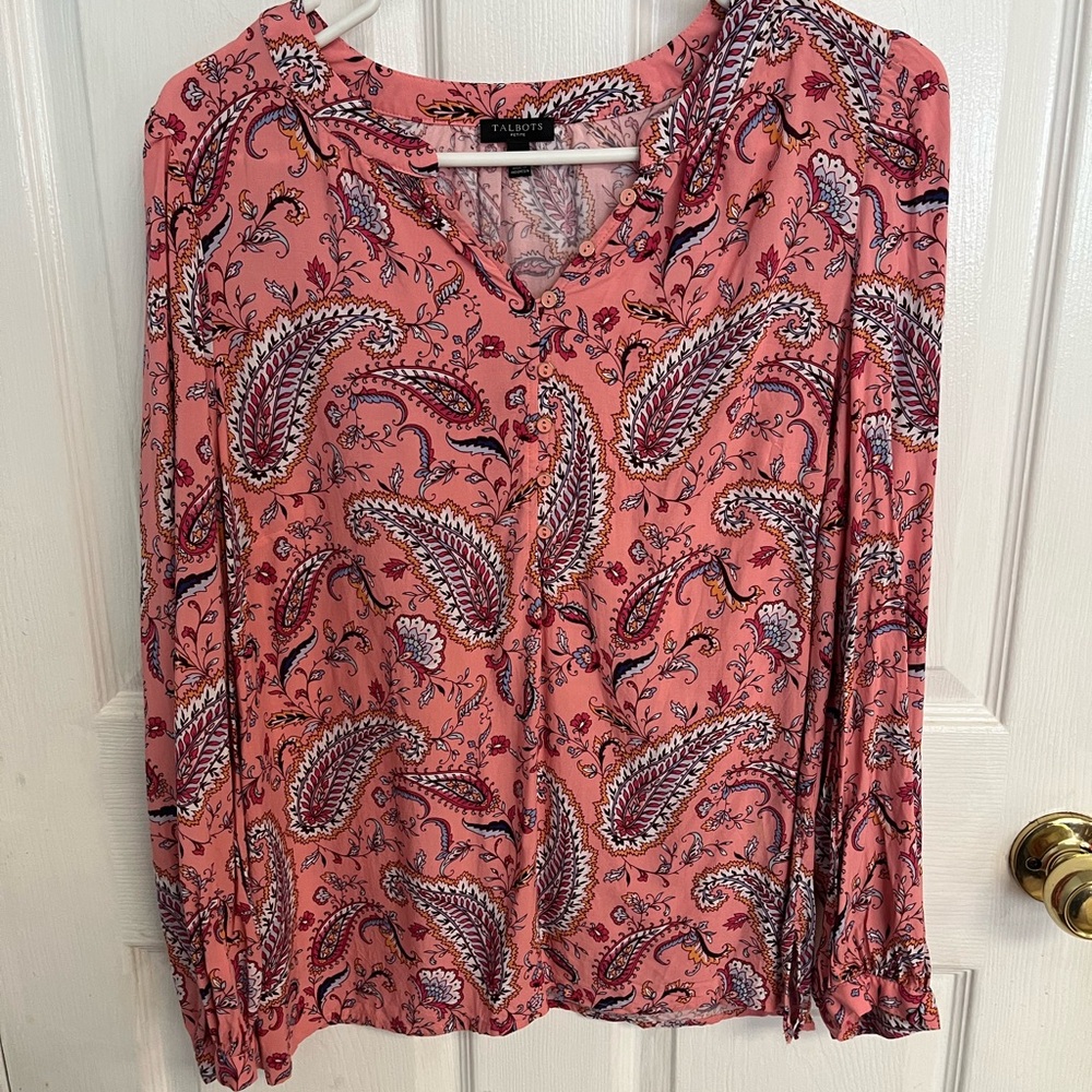Paisley Pink Blouse by Talbots sz LP